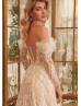 Off Shoulder Floral Lace Tulle Chic Wedding Dress